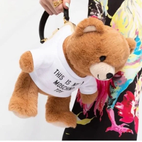 Moschino Stuffed Teddy Bear Coin Clutch Crossbody Bag NWT - Picture 9 of 15